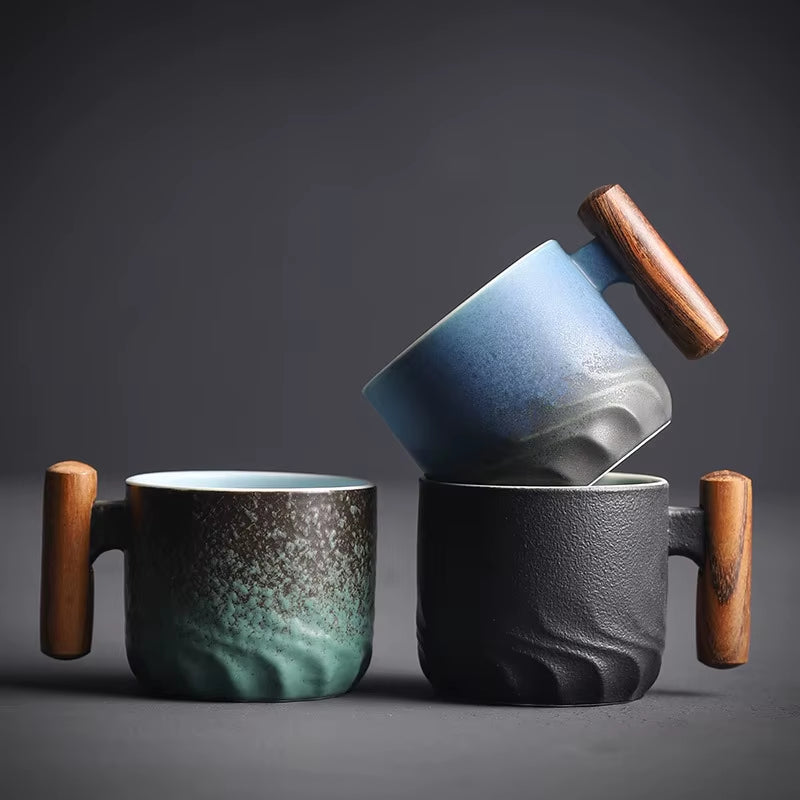 Nordic Style Retro Vintage Creative Ceramic Coffee Mug with Custom Design - Cute and Sustainable, Featuring HANDGRIP